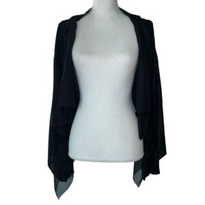 ZARA Knit Black layered open front waterfall cardigan